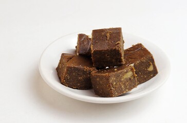 Closeup of Indian Sweets in a White Plate Isolate on White Background