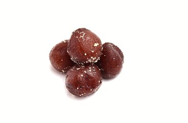 Kala Jamun Indian Sweets Isolate on White Background with Copy Space