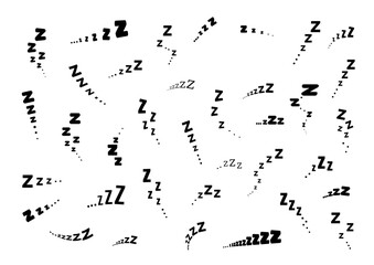 Zzz sleep snore effect vector icon set. Night sleepy noise sound collection illustration. Black dreams signs isolated on white background.