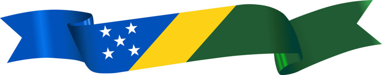 3D Flag of Solomon Islands on ribbon.
