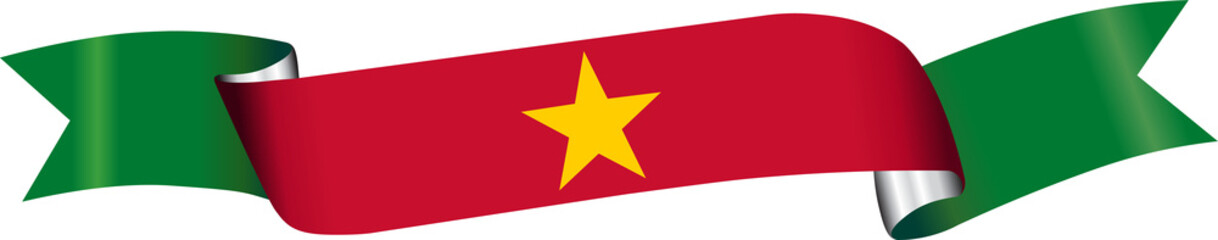 3D Flag of Suriname on ribbon.