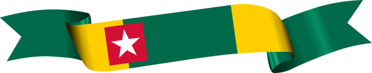 3D Flag of Togo on ribbon.
