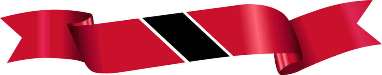3D Flag of Trinidad and Tobago on ribbon.
