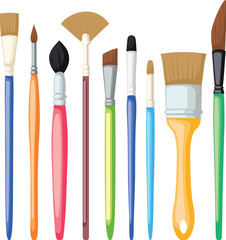Naklejka premium artist paint brush set cartoon vector illustration