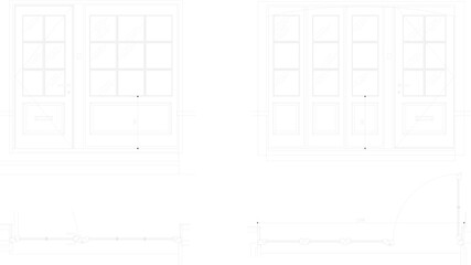 Classic door illustration vector sketch with measure scale
