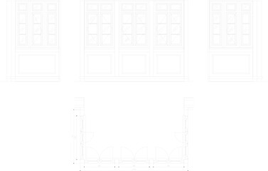 Classic door illustration vector sketch with measure scale