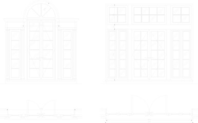 Classic door illustration vector sketch with measure scale