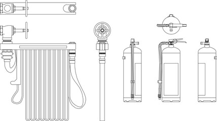 Fire extinguisher set illustration vector sketch