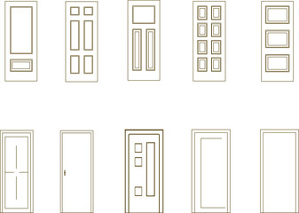 Sketch vector illustration set of modern classic wooden doors