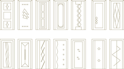 Sketch vector illustration set of modern classic wooden doors