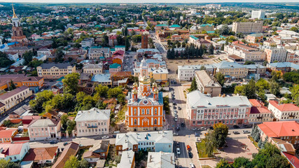 Fototapeta premium Yelets, Lipetsk region, Russia. Church of the Archangel Michael in Yelets. Historic city center, Aerial View