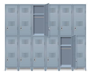 storage lockers with open door compartment- 3d illustrator