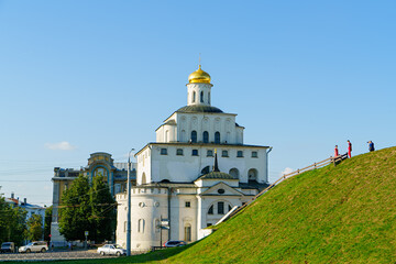Fototapeta na wymiar Vladimir, Russia - August 10, 2020: State Vladimir-Suzdal Museum-Reserve - Golden Gate, Kozlov Val