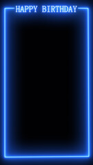 [Verical Type]Blue neon birthday background material