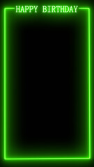 [Verical Type]Green neon birthday background material