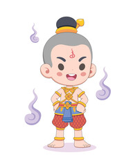 Cute style Thai ghost Kuman Thong cartoon illustration