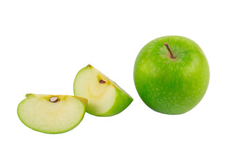 Fresh green apples isolated on transparent background