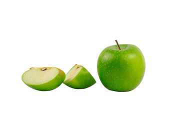 Fresh green apples isolated on transparent background