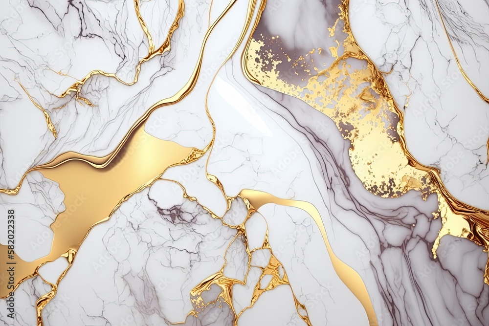 Wall mural golden white marble texture background