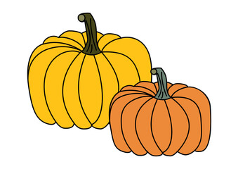 夏野菜 西洋かぼちゃ2個のイラストセット