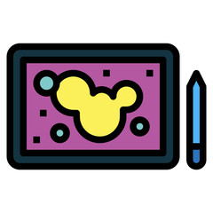 digital painting filled outline icon style