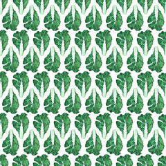 Watercolor seamless pattern of Fresh Cabbage