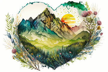 World environment and earth day concept, planet Earth in the shape of a heart. Generative ai