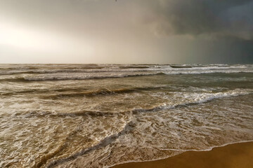 Seascape. Dramatic sunset