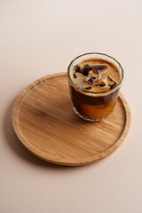 Ice coffee glass on white background with copy space