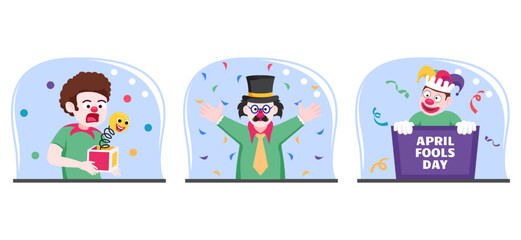 Fototapeta premium April Fools Flat Bundle Design Illustration