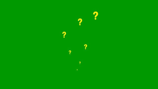 Animated yellow question marks fly from bottom to top. Symbols are sprayed. Looped video. Flat vector illustration isolated on a white background.
