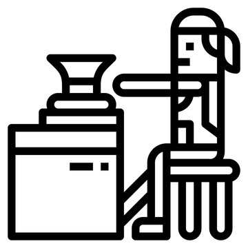 potter working pottery wheel black line art clip art preview