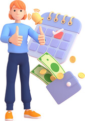 Tax Day Reminder Concept. Businesswoman submit tax by online concept, online tax payment and report. Business income. 3d illustration.