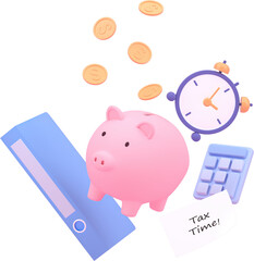 Tax Day Reminder Concept. Businessman submit tax by online concept, online tax payment and report. Business income. 3d illustration.