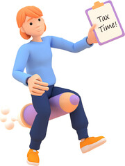 Tax Day Reminder Concept. Businesswoman submit tax by online concept, online tax payment and report. Business income. 3d illustration.