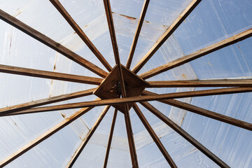 wooden boards on a transparent roof