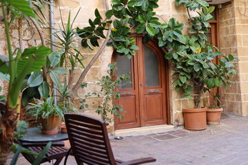patio with chairs and table chania old venecian town spring 2023