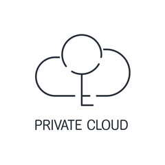 Obraz premium Cloud with a key. Private cloud. Vector linear icon isolated on white background.