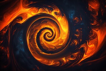 Fire flames swirl on black background. Flames of fire dark background. Generative AI