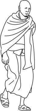 Line Art Illustration of Muslim man do Sa'i in the event of Hajj