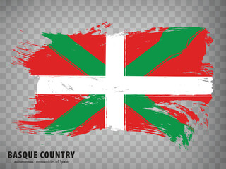 Flag of Basque Country brush strokes. Flag Basque Country and Leon  with title  on transparent background for your web site design, logo, app, UI. Kingdom of Spain. Stock vector.  EPS10.