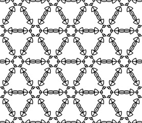 Decorative seamless pattern with ornamental shapes, arabesque background design. Vector illustration.