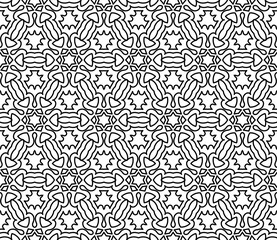 Decorative seamless pattern with ornamental shapes, arabesque background design. Vector illustration.