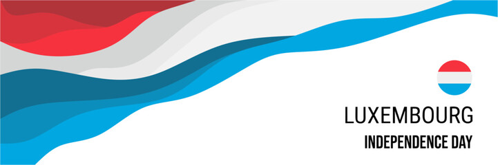Luxembourg independence day or national day banner vector design. Abstract background with wave and geometric in retro style. Luxembourg national flag. June 23th.