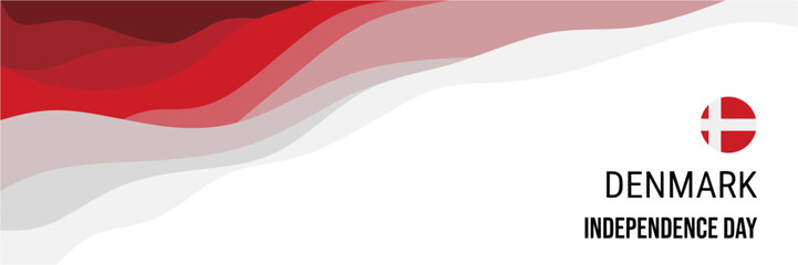 Denmark independence day or national day banner vector design. Abstract background with wave and geometric in retro style. Denmark national flag. June 5th.