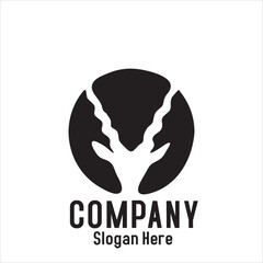 logo design template, with white antelope icon in circle