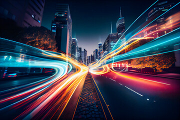 Fototapeta na wymiar Smart metropolis with lightning-fast information highways . Generative AI