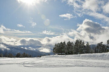ski slope on sunny day in norway