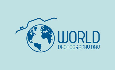 Typography Logo for World Photography Day ,vector illustration