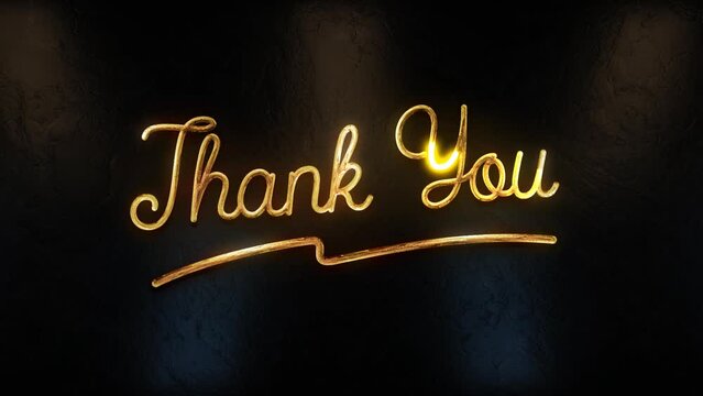 Thank you background. Luxury gold animated Thank you text in 3d with gold color in black, suitable for celebration, wishes, events, message, holiday, festival. Thank You text animation
